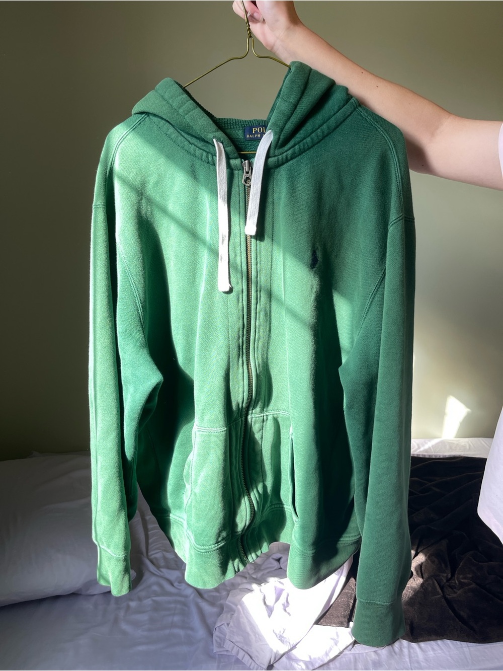 Polo Ralph Lauren Green Oversized Cotton Zip up Hoodie